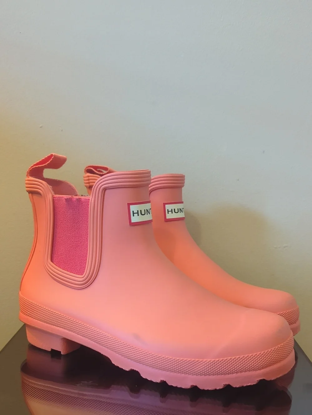 Hunter Coral Pink Chelsea Rain Boots